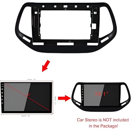 Kit montaggio installazione autoradio 10.1" / 9" pollici mascherina adattatore radio compatibile con: Jeep Compass 2017-2020