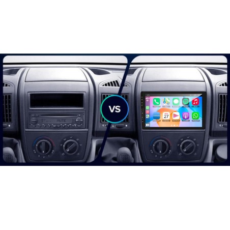 Kit Autoradio Android 14, DSP 4-32gb, Tasti fisici, USB frontali Carplay Adroid auto + mascherina adattatori 9" pollici Compatibile con: Fiat Ducato / Peugeot Boxer / Citroen Jumper 2006-2011