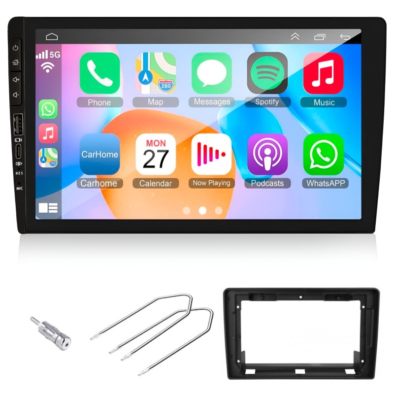 Kit Autoradio Android 14, DSP 4-32gb, Tasti fisici, USB frontali Carplay Adroid auto + mascherina adattatori 9" pollici Compatibile con: Fiat Ducato / Peugeot Boxer / Citroen Jumper 2006-2011