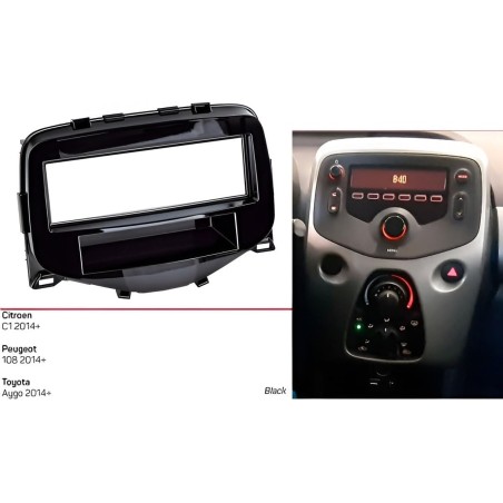 Kit montaggio installazione autoradio 1 DIN mascherina adattatore radio compatibile con: Citroen C1 / Peugeot 108 / Toyota Aygo 2014-2021