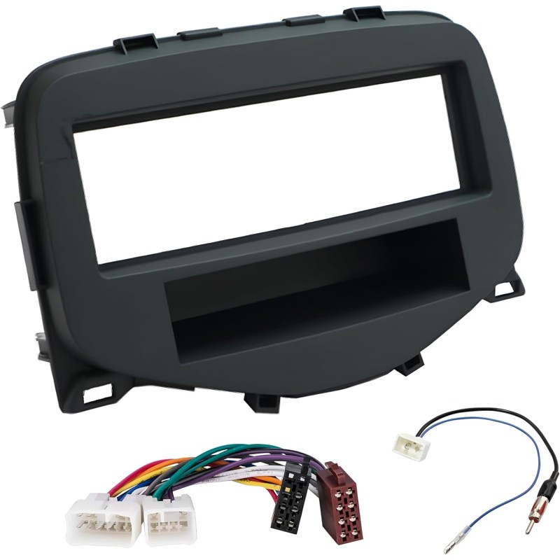 Kit montaggio installazione autoradio 1 DIN mascherina adattatore radio compatibile con: Citroen C1 / Peugeot 108 / Toyota Aygo 2014-2021