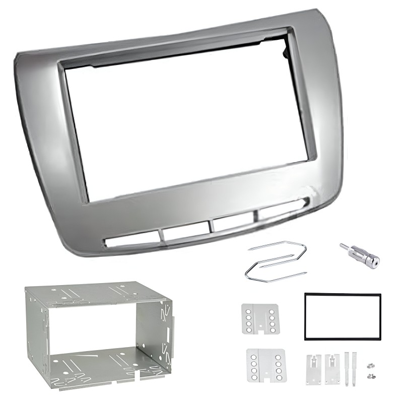Kit di montaggio per autoradio 2 DIN supporto mascherina e Plancia radio compatibile con Lancia Delta colore grigio silver
