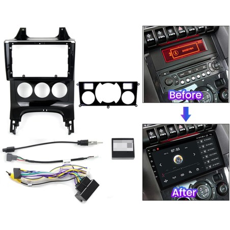 Kit montaggio installazione autoradio da 9" pollici mascherina adattatore radio compatibile con: Peugeot 3008 (2009-2016) e 5008 (2009-2016) auto e manual clima