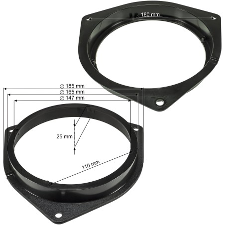 Kit Installazione Altoparlanti da 16,5 cm distanziali casse supporti compatibili con Toyota, Daihatsu