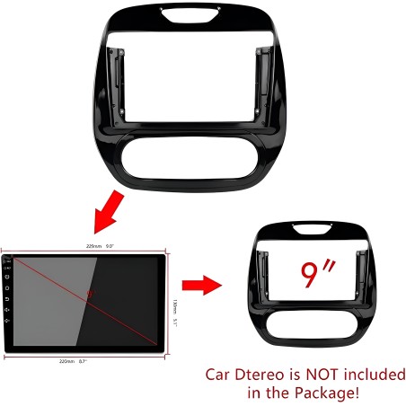 Kit montaggio installazione autoradio da 9" pollici mascherina adattatore radio compatibile con Renault Captur 2013-2019