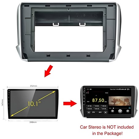 Kit montaggio installazione autoradio 10.1" / 9" pollici mascherina adattatore radio compatibile con:  Peugeot (2008) 2013-2019