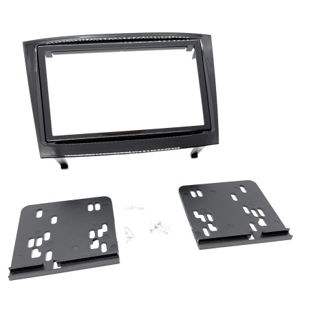 Kit di montaggio per autoradio 2 DIN supporto mascherina radio compatibile con Fiat Doblò / Opel Combo 2015- 2023 nero lucido