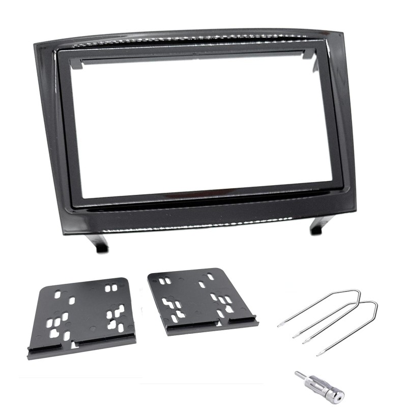 Kit di montaggio per autoradio 2 DIN supporto mascherina radio compatibile con Fiat Doblò / Opel Combo 2015- 2023 nero lucido