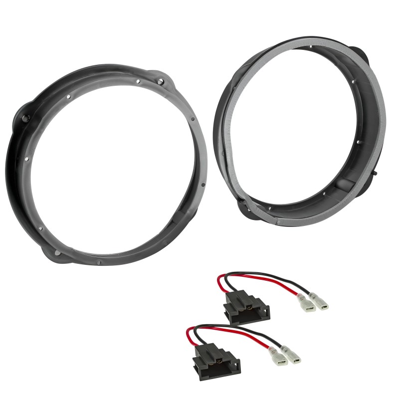 Sound Way - Adattatori Altoparlanti 200 mm (20 cm) per Portiere Anteriori Audi A3 A6 Q5 R8 / Seat Leon + Cavi Connettori Inclusi